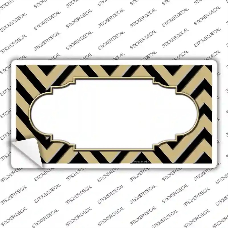 LP-5075s-S 3 X 1.5 in. Gold Black Chevron Scallop Novelty Sticker Decal - Small