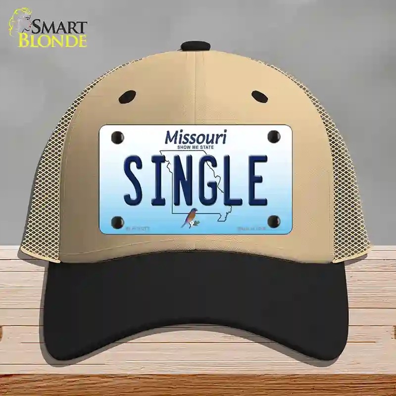 HAT02-MLP-10277 Single Missouri Novelty License Plate Hat, Mesh - Khaki & Black