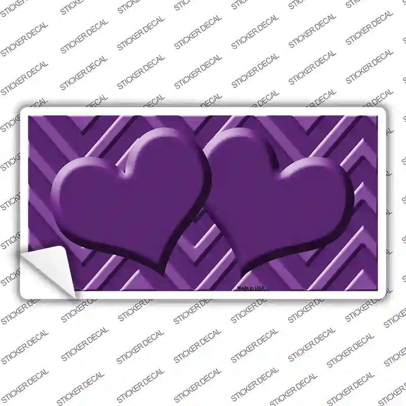 LP-4973s-L Purple Light Purple Heart Chevron Novelty Sticker Decal, Large