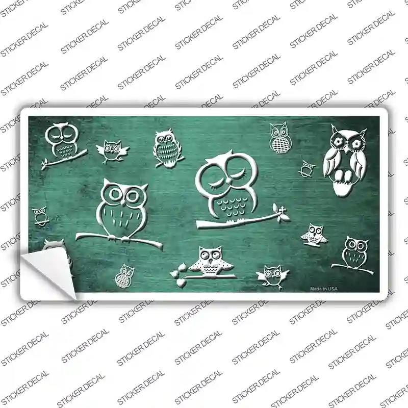 LP-7751s-XL Mint White Owl Oil Rubbed Novelty Sticker Decal, Extra Large