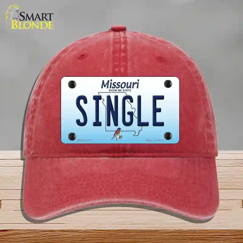 HAT13-MLP-10277 Single Missouri Novelty License Plate Hat, Unconstructed Cotton - Red