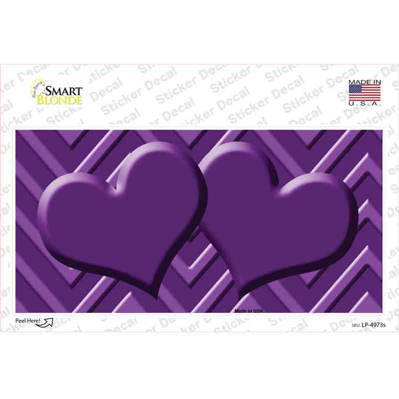 LP-4973s-M Purple Light Purple Heart Chevron Novelty Sticker Decal, Medium