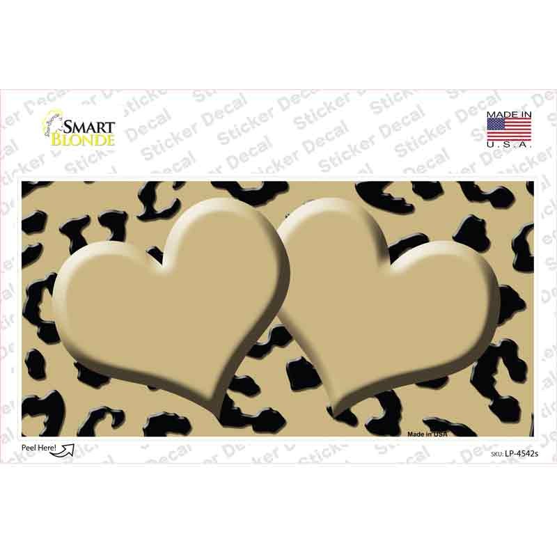 LP-4542s-M Gold Black Cheetah Center Hearts Novelty Sticker Decal, Medium