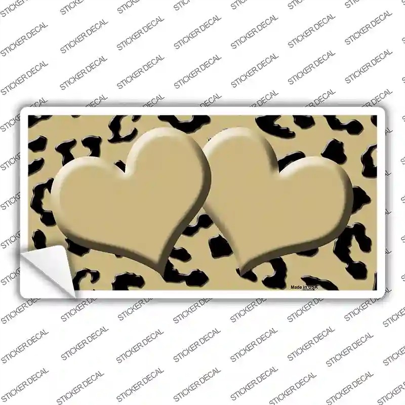 LP-4542s-L Gold Black Cheetah Center Hearts Novelty Sticker Decal, Large