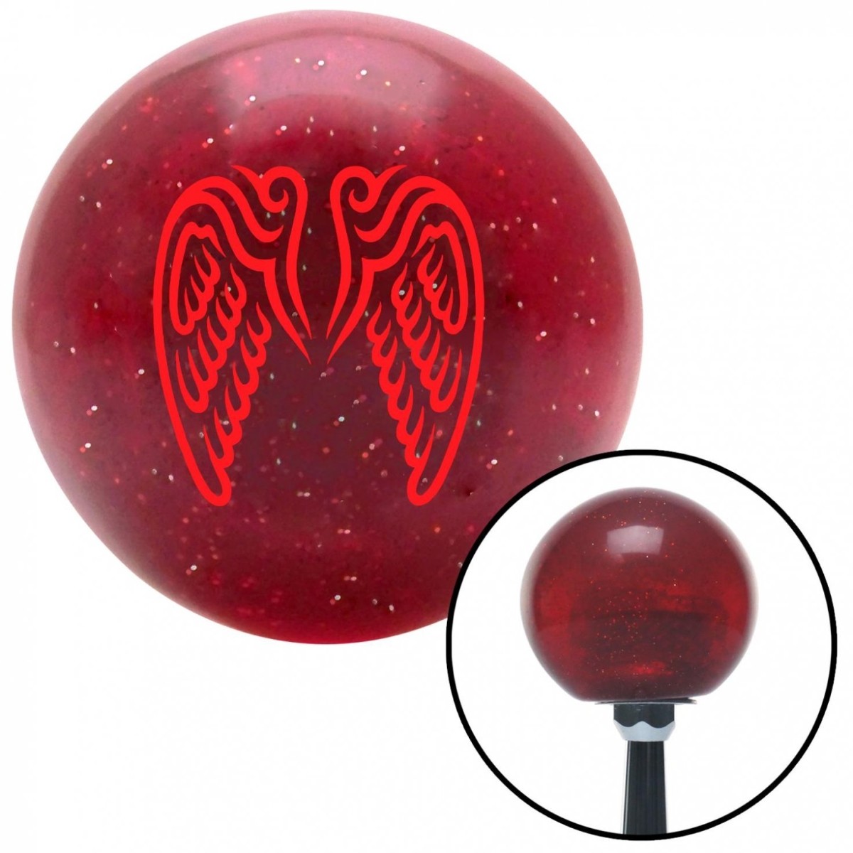 American Shifter 51082 Red Wings Conjoined in Lure Red Metal Flake Shift Knob with M16 X 1.5 Insert Auto