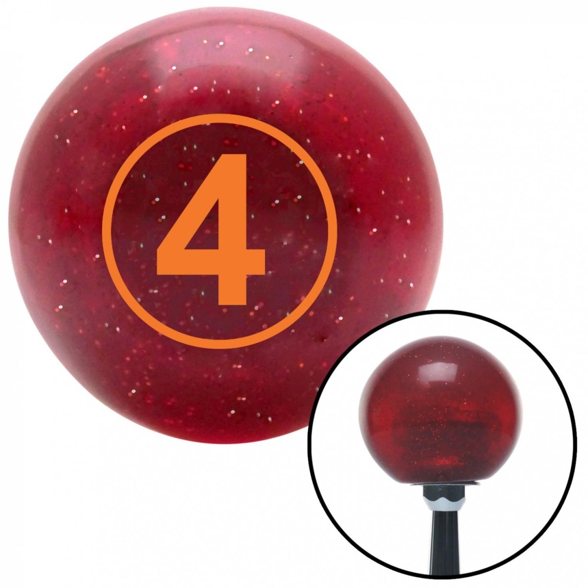 American Shifter 47483 Orange Ball No.4 Red Metal Flake Shift Knob with M16 X 1.5 Insert Shifter Auto Manual