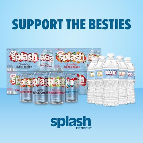 Splash Refresher Sparkling Water, Blood Orange - 12-Pack, 16 Fl Oz Cans - Flavored Carbonated Seltzer Water with Electrolytes, Zero Sugar & Zero Calor thumbnail