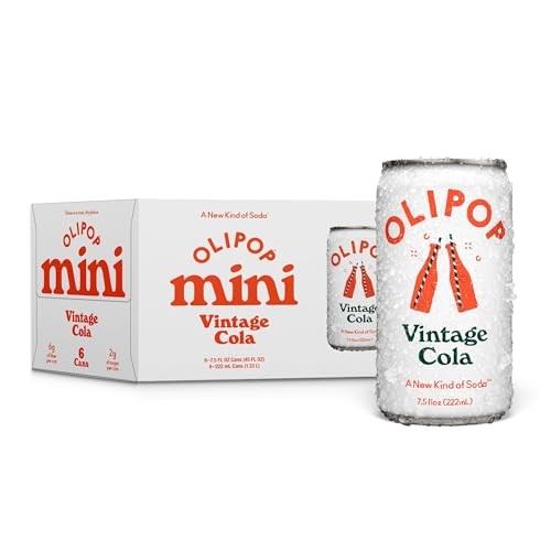 Olipop Prebiotic Soda Minis, Vintage Cola 6 Cans (7.5 Fl Oz Each)