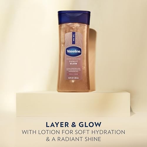 Vaseline Glazed & Glisten Sunlit Glow Vanilla Cocoa Shimmering Body Gel Oil with Ultra-Hydrating Lipids and 100% Pure Cocoa Butter  6.8 Fl Oz thumbnail