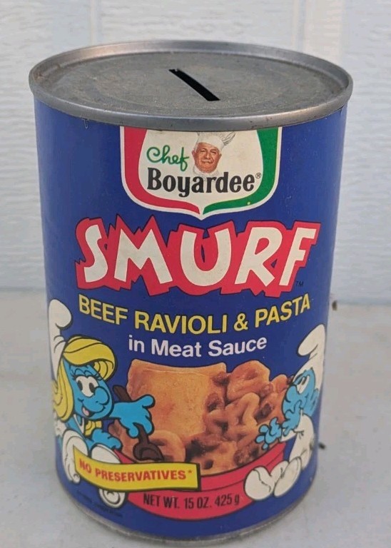 Chef Boyardee Smurf Beef Ravioli Can Bank