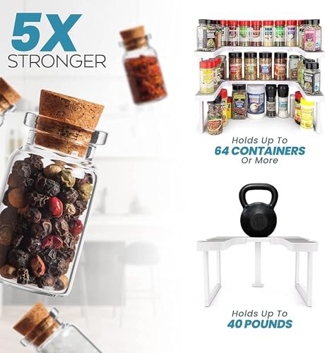 Spicy Shelf Premium – Expandable 2-Tier Spice Rack Organizer for Cabinets & Pantry – Adjustable Stackable Kitchen Seasoning Organizer – Strong N