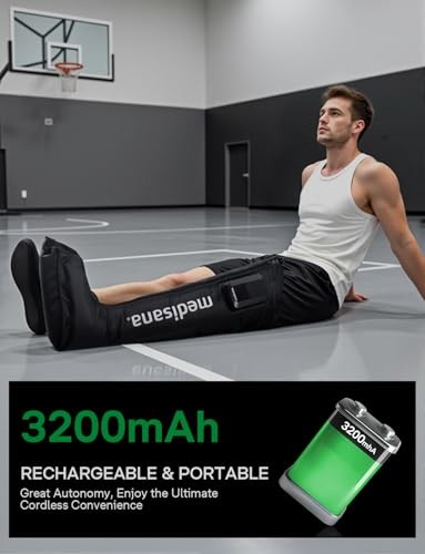 Medisana Leg Compression Massager, Cordless Air Pressure Boot with Multi-Customize Modes, Intensities & Timer, Rechargeable Leg Compression System for