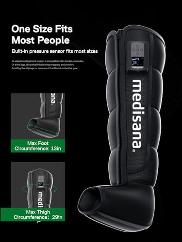 Medisana Leg Compression Massager, Cordless Air Pressure Boot with Multi-Customize Modes, Intensities & Timer, Rechargeable Leg Compression System for