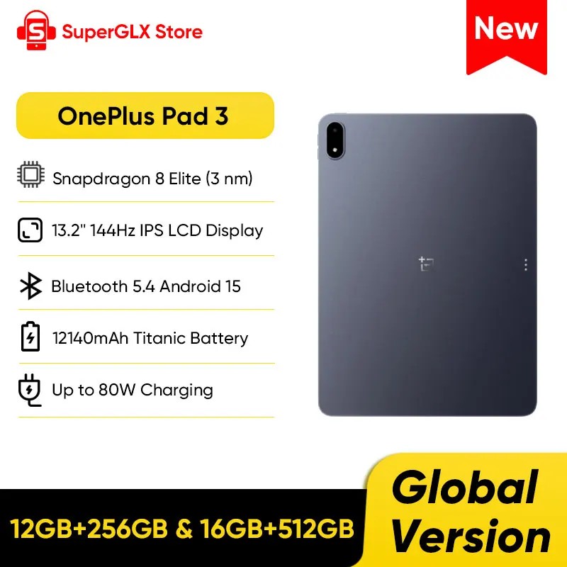 Original OnePlus Pad 3 Global Version Tablet Snapdragon 8 Elite 13.2