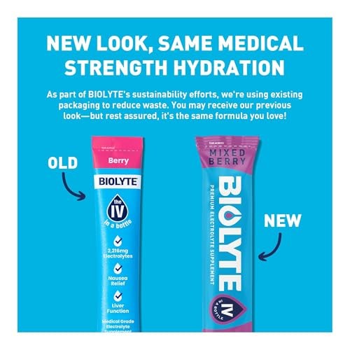 BIOLYTE IV Electrolyte Powder Packets, IV Liquid Drink Mix for Water, Doctor-Developed Hydration, HSA Approved Dehydration Relief, Chemotherapy Must H thumbnail