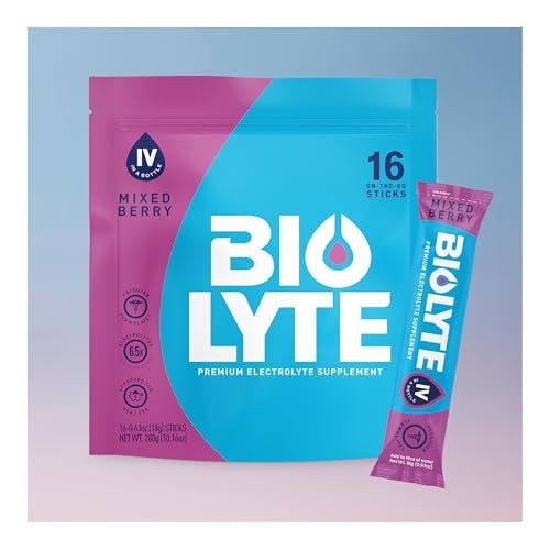 BIOLYTE IV Electrolyte Powder Packets, IV Liquid Drink Mix for Water, Doctor-Developed Hydration, HSA Approved Dehydration Relief, Chemotherapy Must H thumbnail