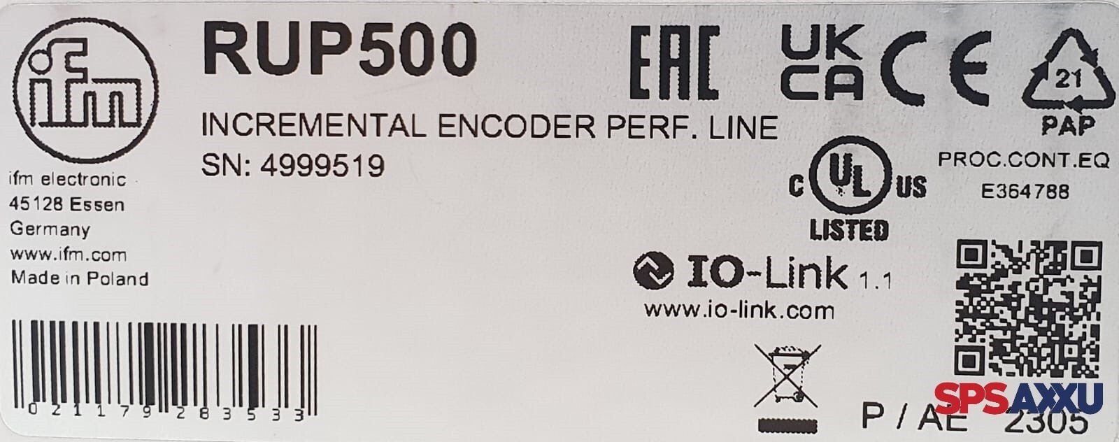 IFM RUP-500 Incremental Encoder Perf.Line SN:4999519 thumbnail