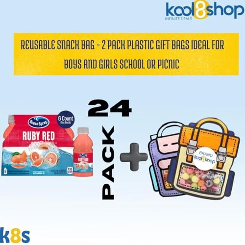 Ocean Spray Ruby Red Fruit Juice Drink 10 Fl Oz Plastic Bottles 24 Pack + 2 Reusable Snack Bags by KOOL8SHOP Infinite Deals thumbnail