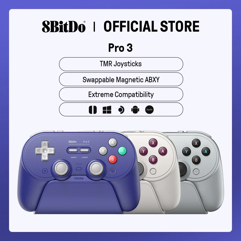 8BitDo - Pro 3 Bluetooth Wireless Gaming Controller for Nintendo Switch, Nintendo Switch 2, PC - Purple