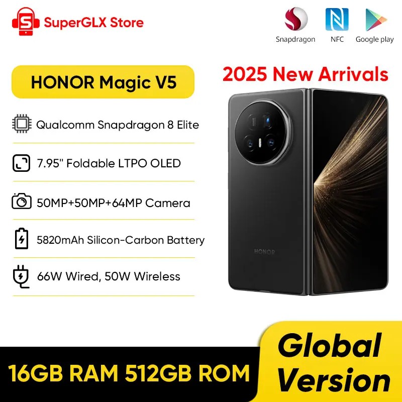HONOR Magic V5 Global Version 5G Foldable Smartphone Snapdragon 8 Elite 7.95
