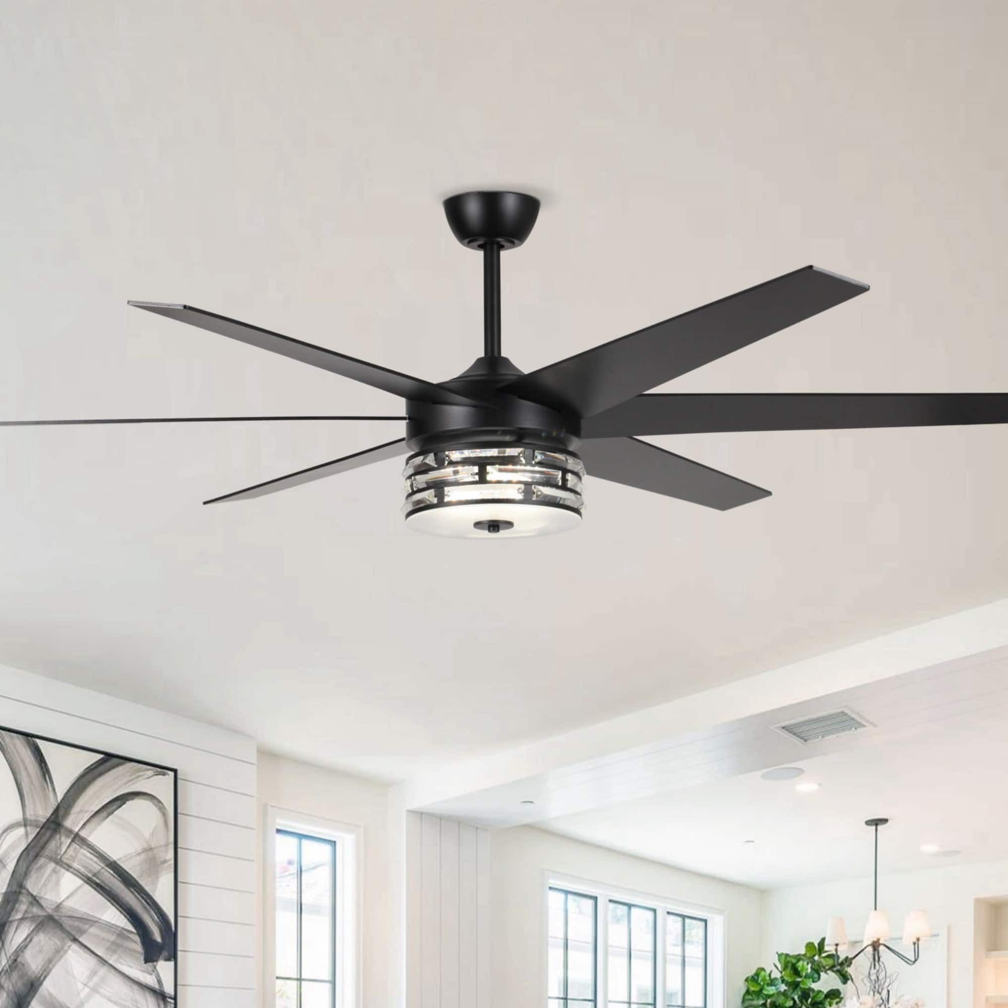 Parrot Uncle - 70-inch Matte Ceiling Fan with LED Light and Remote Control - Black