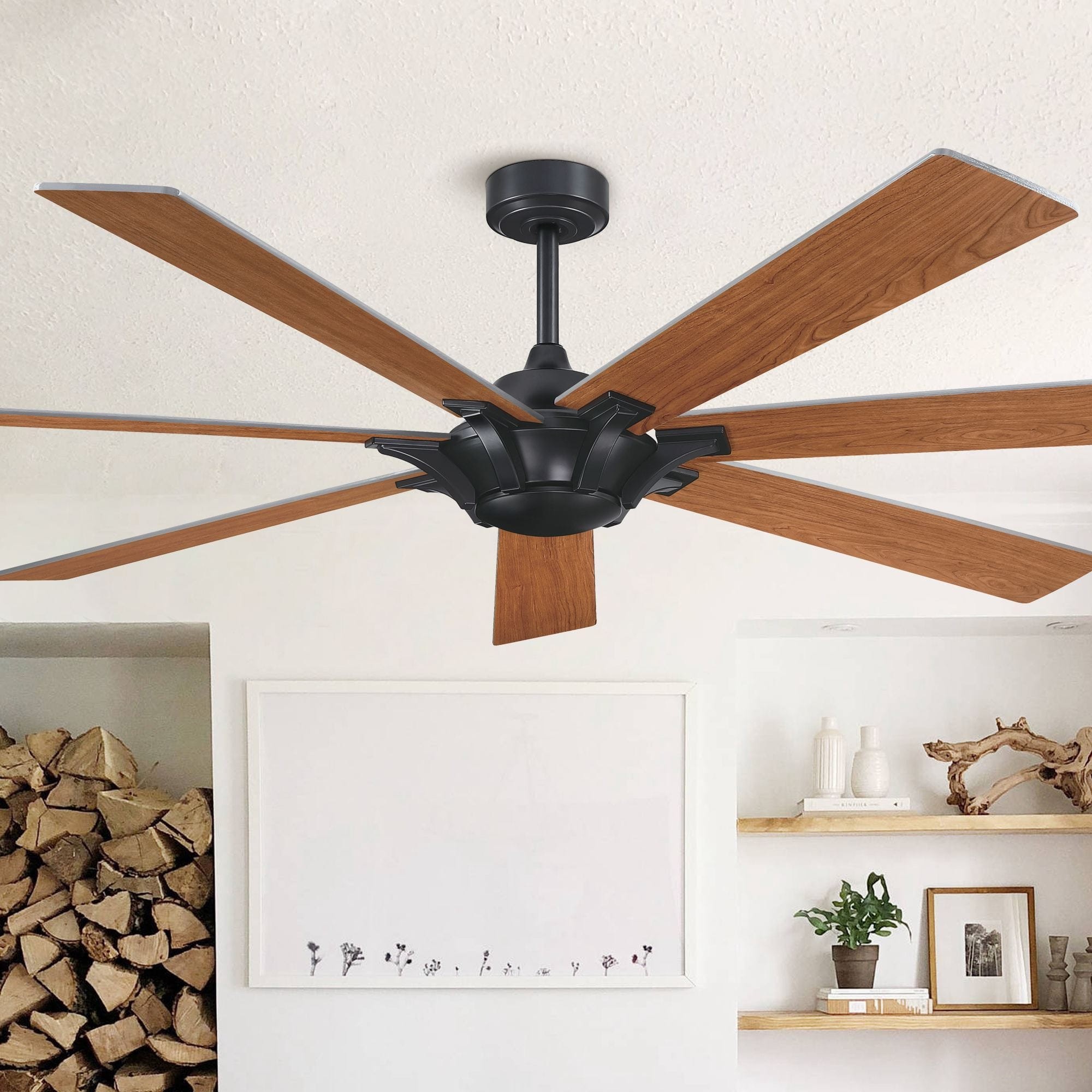 Parrot Uncle - 72 in. Matte Industrial Reversible Blades Ceiling Fan with Remote Without Light - Black