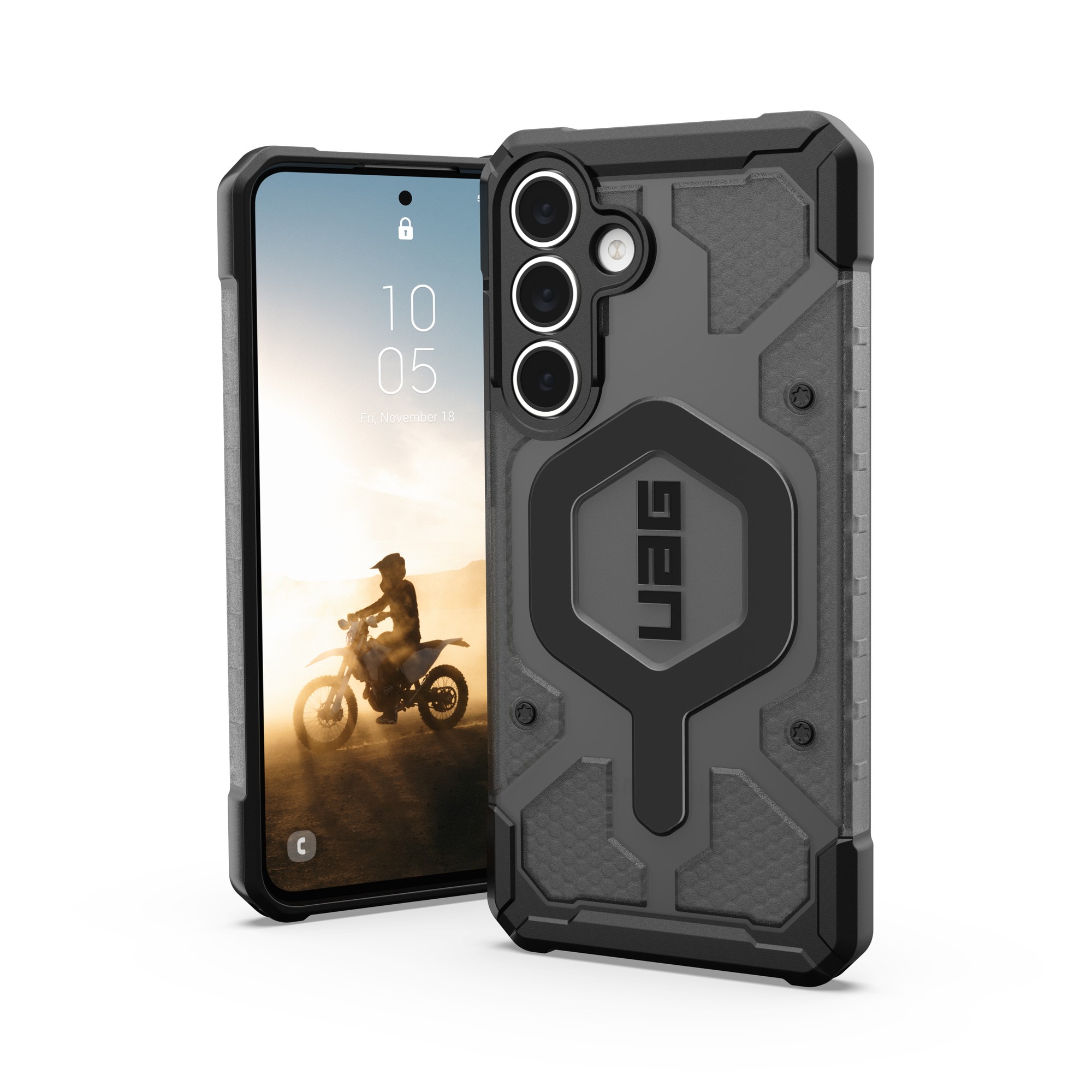 UAG Samsung Galaxy S25 FE Case Pathfinder Clear - Magnetic Charging Compatible Rugged Military Grade MIL-STD Protective Cover  Ash/Black