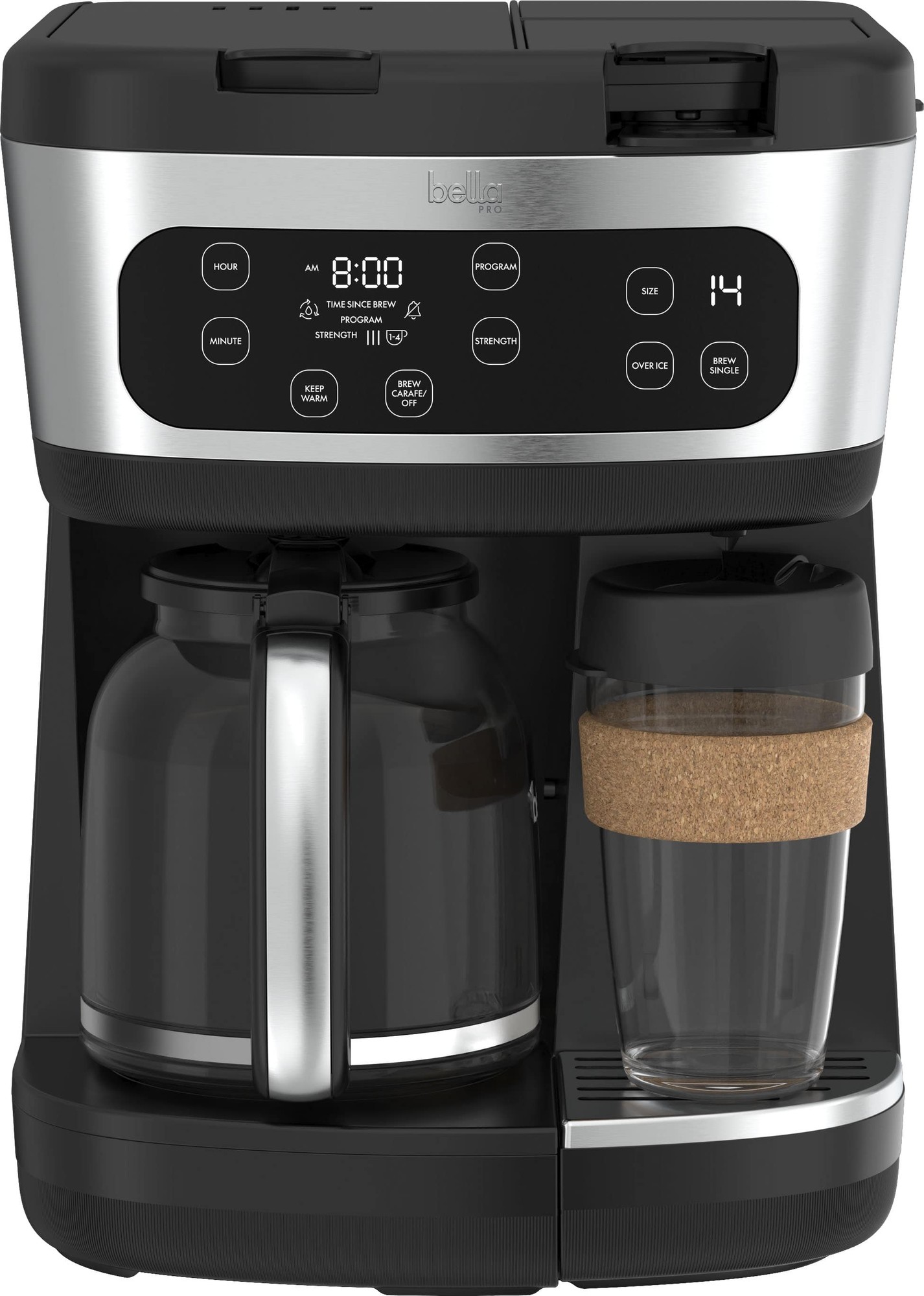 Bella PRO - MultiBrew 12-Cup Drip & Single-Serve Coffee Maker - Stainless Steel