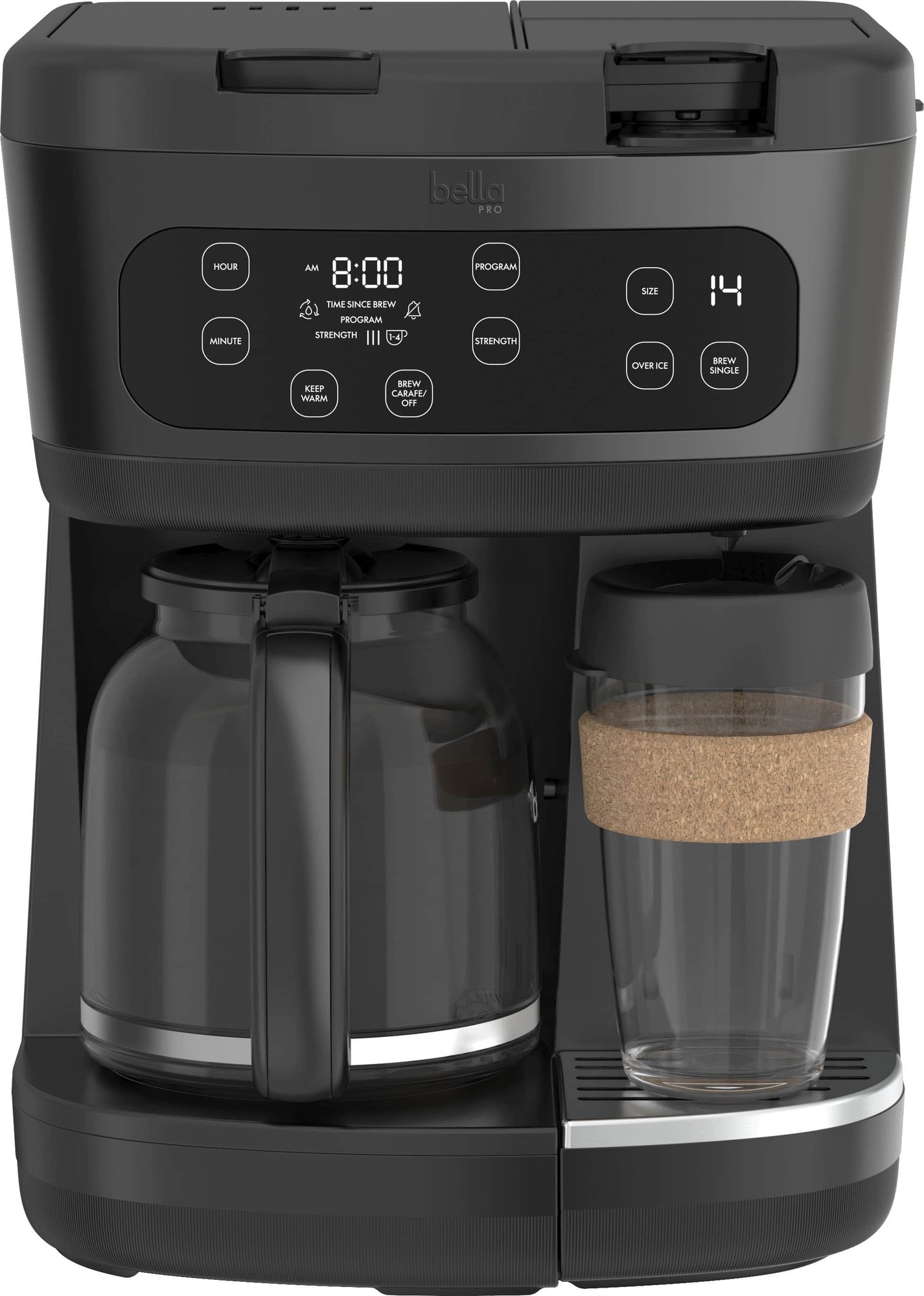 Bella PRO - MultiBrew 12-Cup Drip & Single-Serve Coffee Maker - Black Stainless Steel