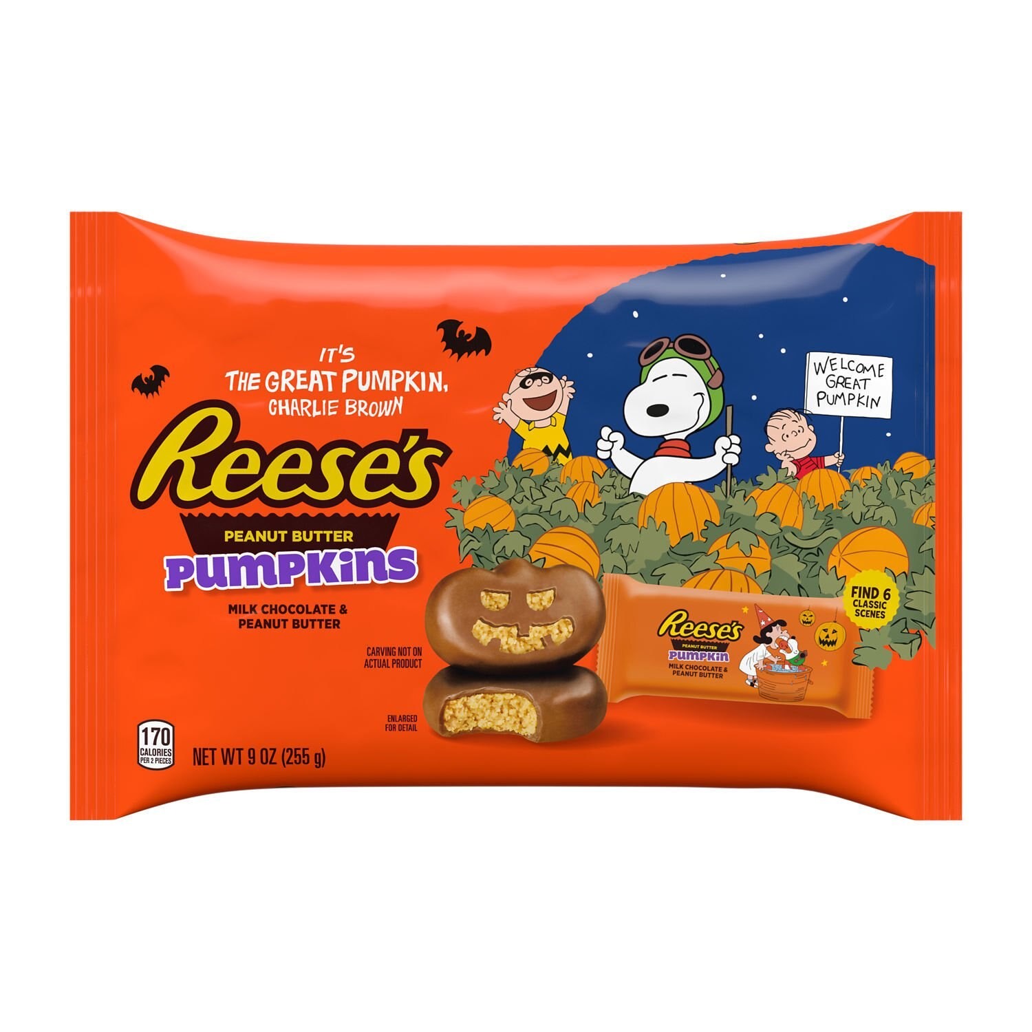 Reese's Peanut Butter Pumpkins Snoopy and Friends Halloween Chocolate Candy Snack Size - 9oz