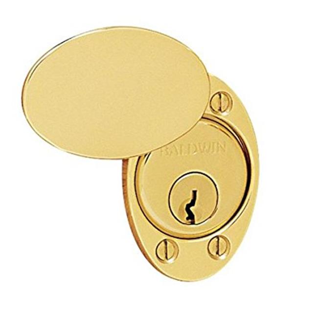Baldwin 6755 Oval Cylinder Lock Cover Plate Lifetime Polished Brass Hardware Accessories and Parts Door Cylinder Parts Caps