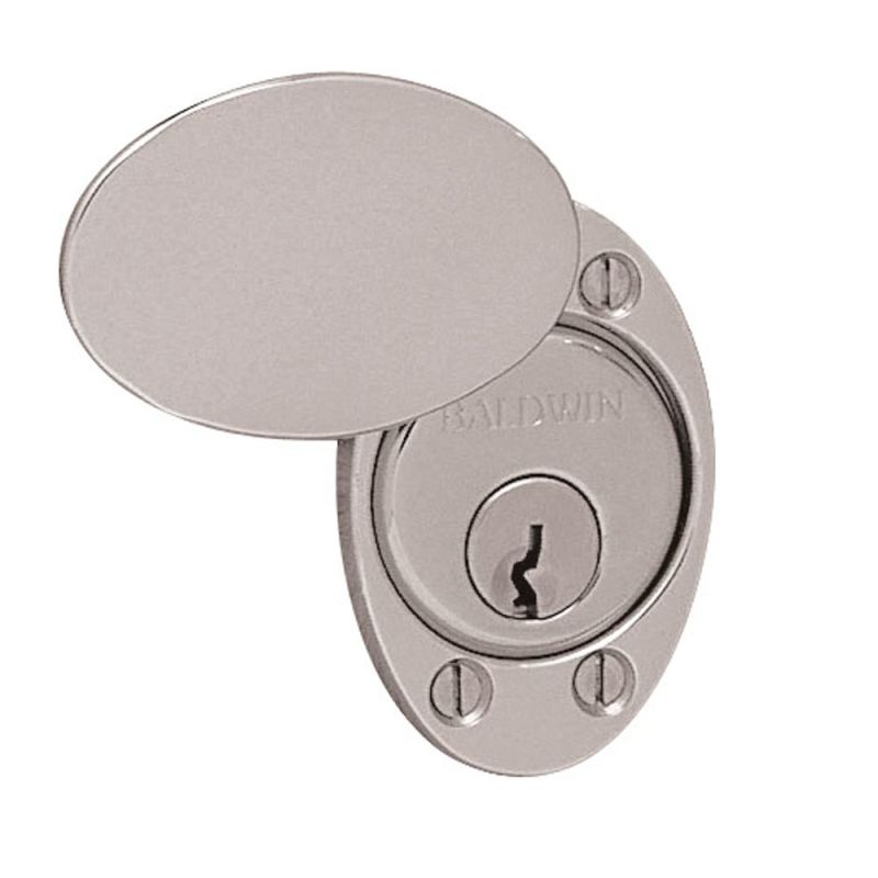Baldwin 6755 Oval Cylinder Lock Cover Plate Lifetime Polished Nickel Hardware Accessories and Parts Door Cylinder Parts Caps