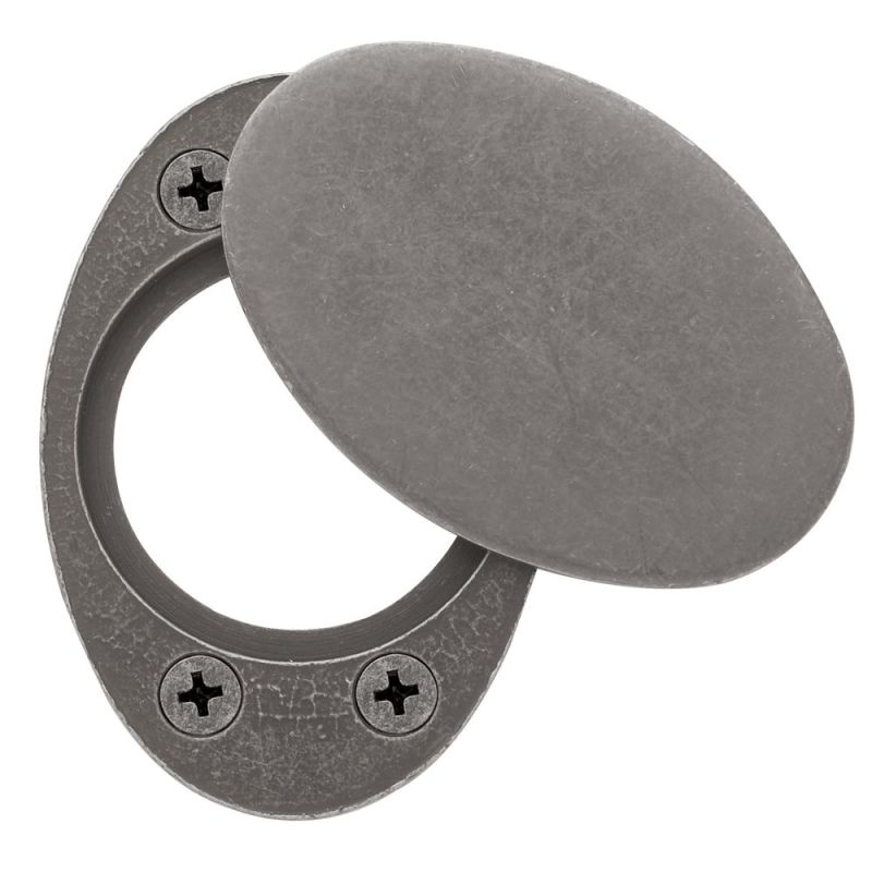 Baldwin 6755 Oval Cylinder Lock Cover Plate Distressed Antique Nickel Hardware Accessories and Parts Door Cylinder Parts Caps