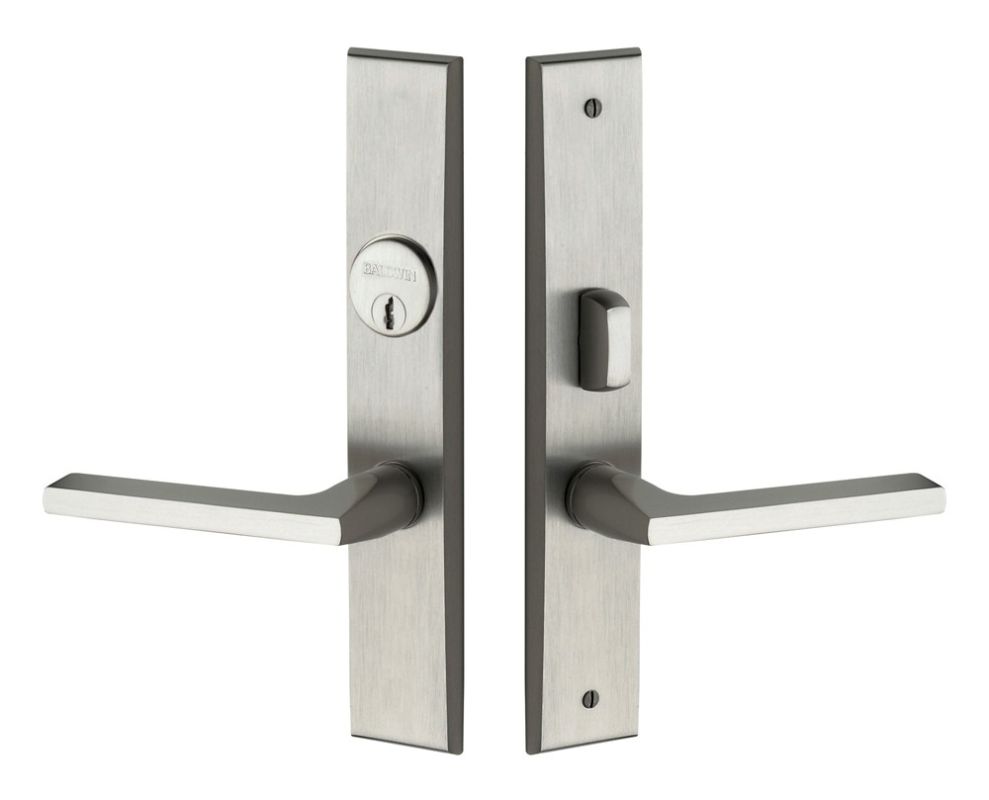 Baldwin 6974.DBLC Lakeshore Lever Double Cylinder Mortise Handleset Trim Set Satin Nickel Mortise Lock Keyed Entry Double Cylinder