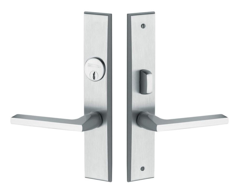 Baldwin 6974.DBLC Lakeshore Lever Double Cylinder Mortise Handleset Trim Set Satin Chrome Mortise Lock Keyed Entry Double Cylinder
