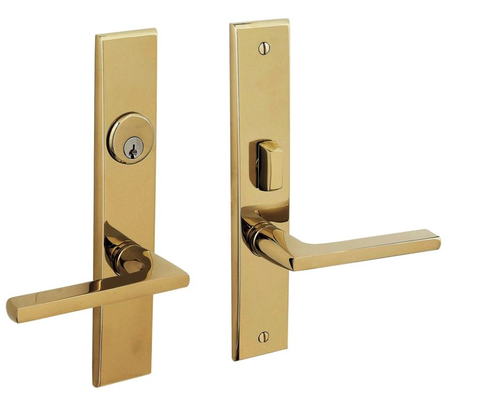 Baldwin 6974.ENTR Lakeshore Lever Single Cylinder Mortise Handleset Trim Set Lifetime Polished Brass