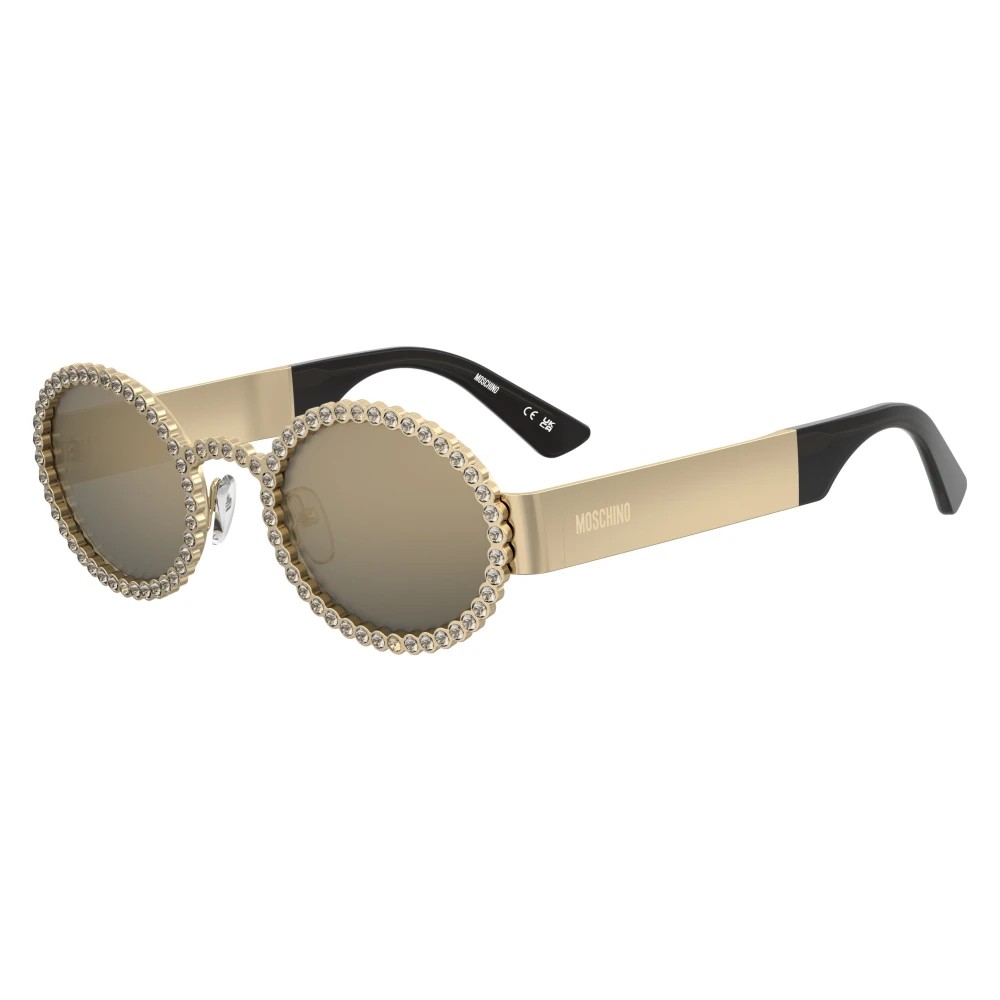 Rose Gold Mirrored Sunglasses- Female- Moschino- Sunglasses- Yellow- 52 MM- Accessories