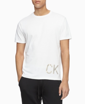 CALVIN KLEIN Mens White Logo Graphic Short Sleeve T-Shirt L