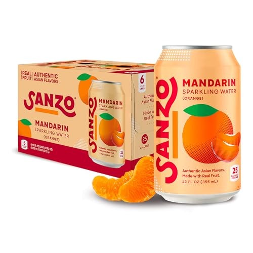 Sanzo Sparkling Water, Mandarin 6 Cans (12 Fl Oz Each)