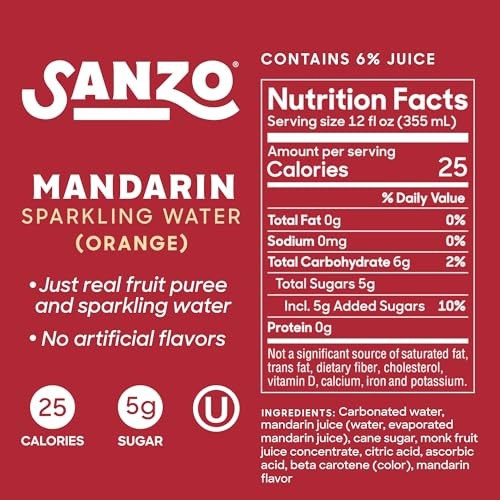 Sanzo Sparkling Water, Mandarin 6 Cans (12 Fl Oz Each) thumbnail