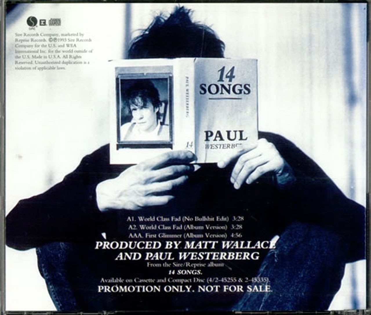 Paul Westerberg World Class Fad US Promo CD Single CD5 PRO-CD-6229 Sire 1993
