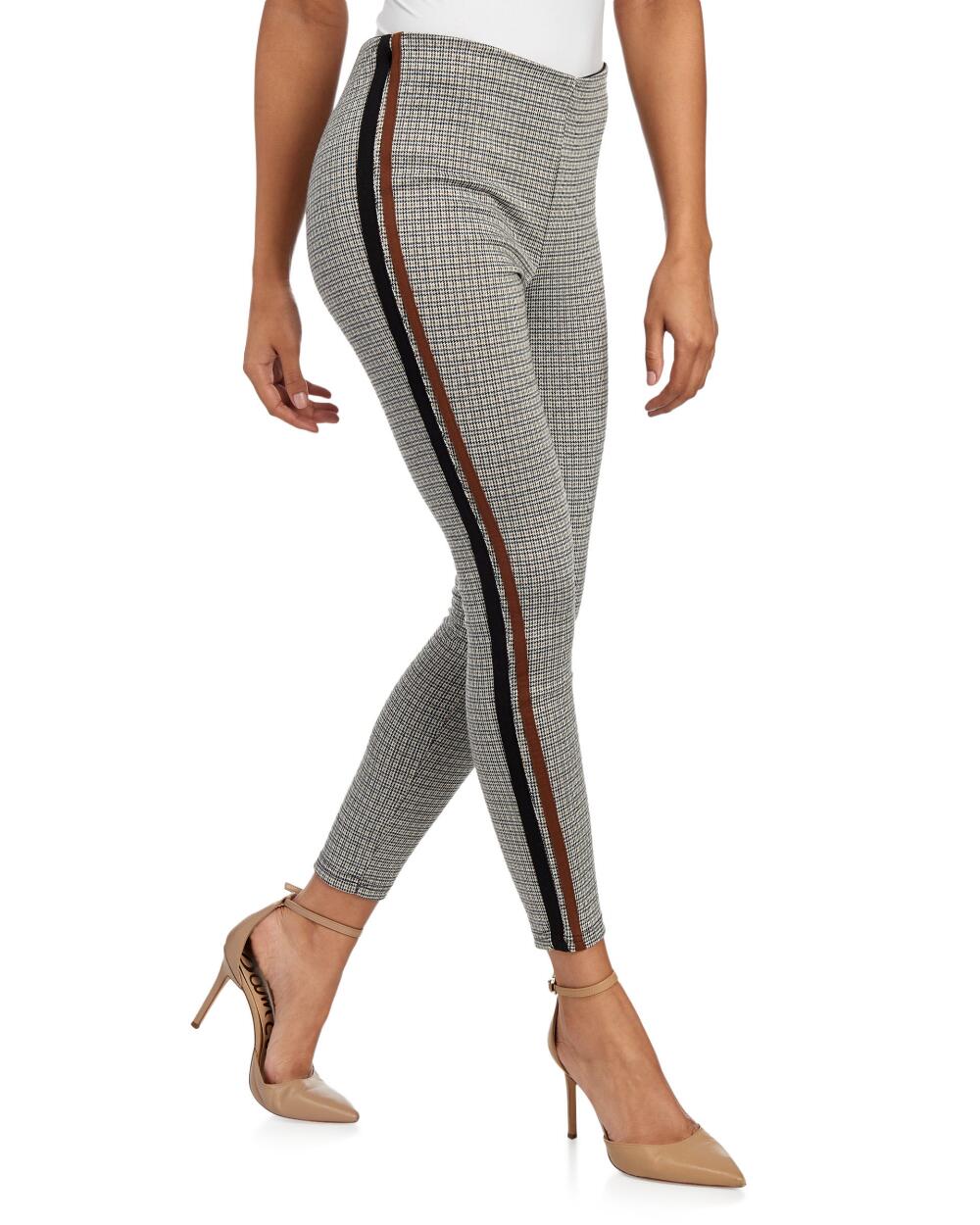 Devoted Women's Casual Pants 92090-STONE - Stone Houndstooth Side-Stripe Leggings - Women