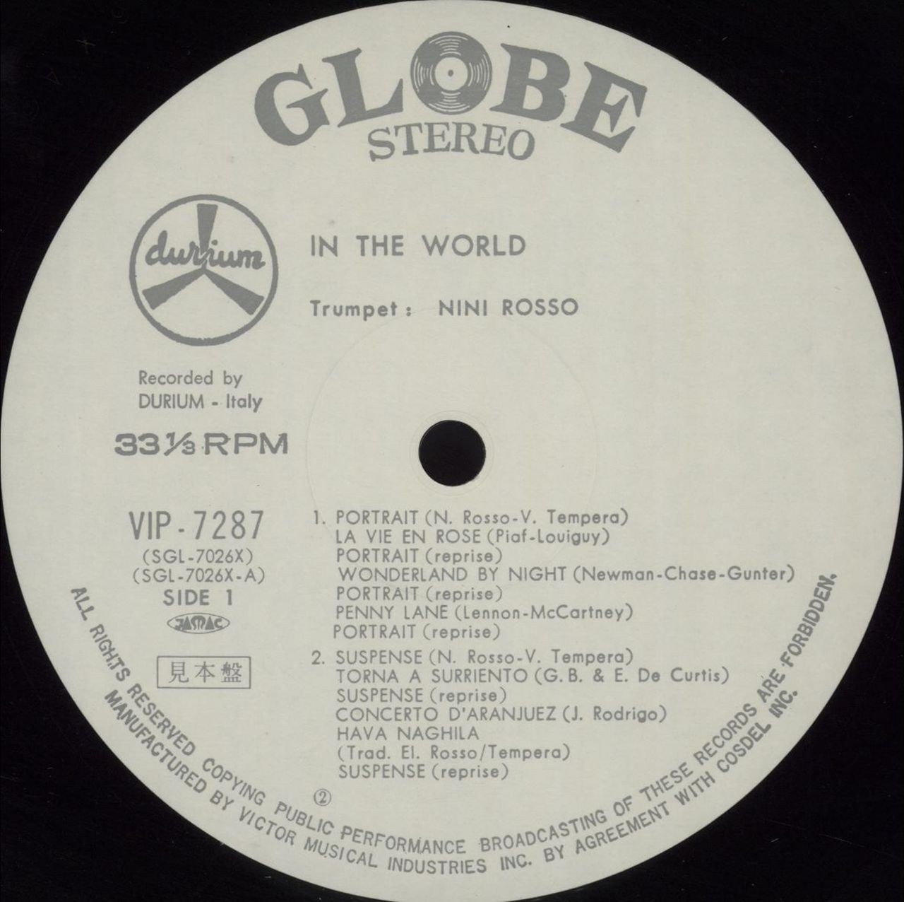 Nini Rosso in the World - White Label + Obi Japanese Promo Vinyl LP Album Record VIP-7287 Globe 1979 thumbnail
