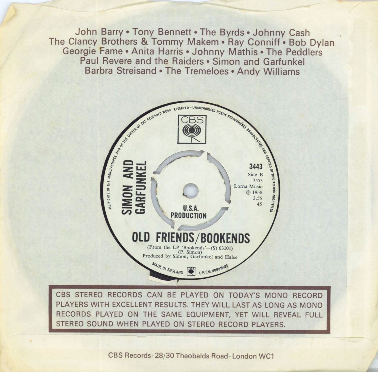 Simon & Garfunkel Mrs. Robinson - a Label UK Promo 7