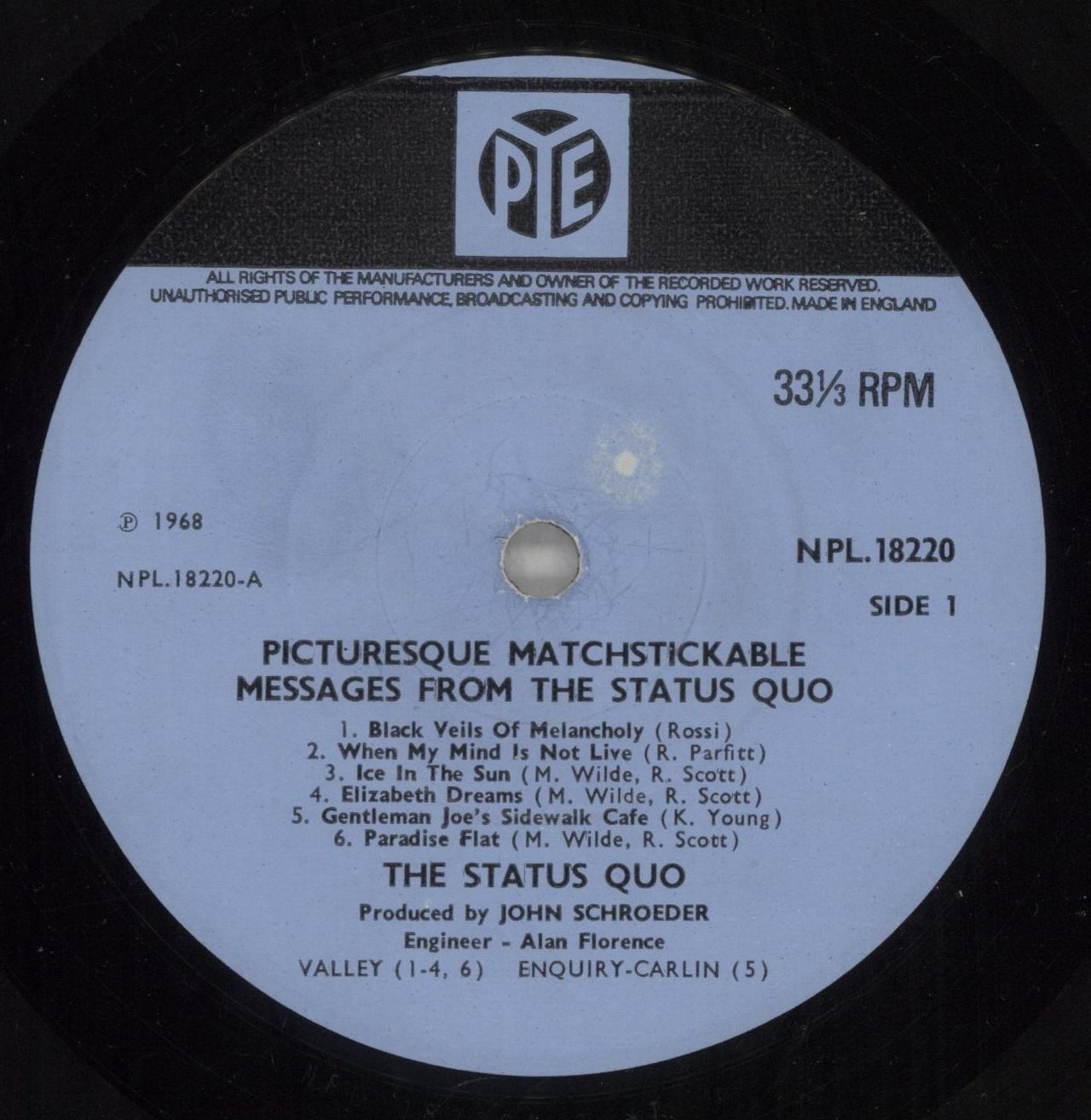 Status Quo Picturesque Matchstickable Messages from Status Quo UK Vinyl LP Album Record NPL.18220 Pye 1968 thumbnail