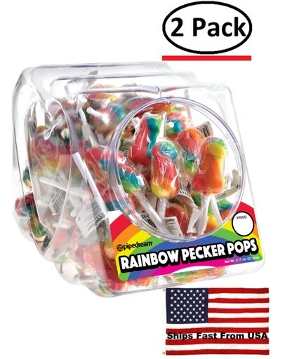( 2 Pack ) Rainbow Pecker Pops - 72 Count Fishbowl