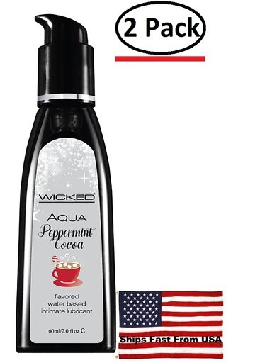 2 Pack Aqua Peppermint Cocoa Flavored Water Based Lubricant 2 Oz. - All