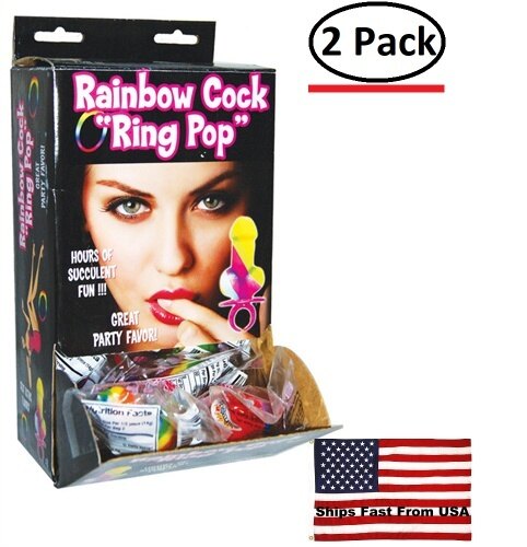 ( 2 Pack ) Rainbow Cock Ring Pop - 12 Piece Display