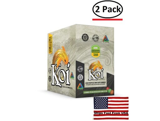 ( 2 Pack ) Koi Sour Tropical Fruit Gummies - 12 Piece Display - 6 Count Bags