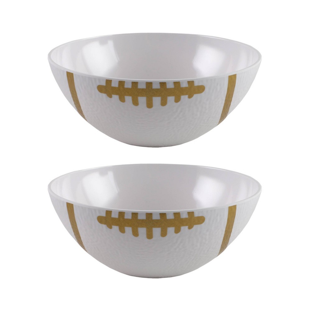 Cook with Color 2pc Football Bowls Cream/Gold